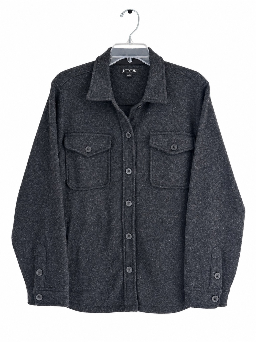 J. Crew Charcoal Button-Front Wool Shacket Size Large